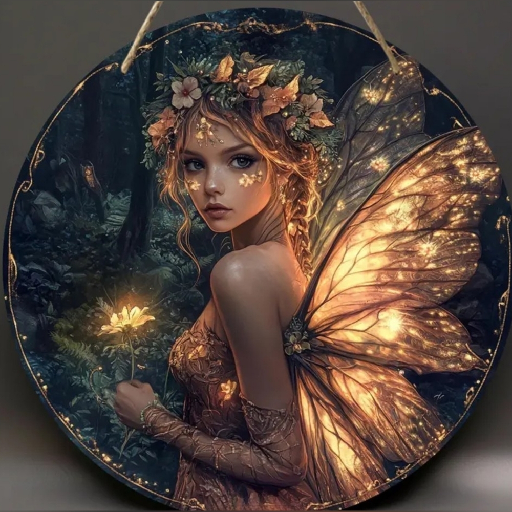 Enchanted Fairy Art with Golden Wings